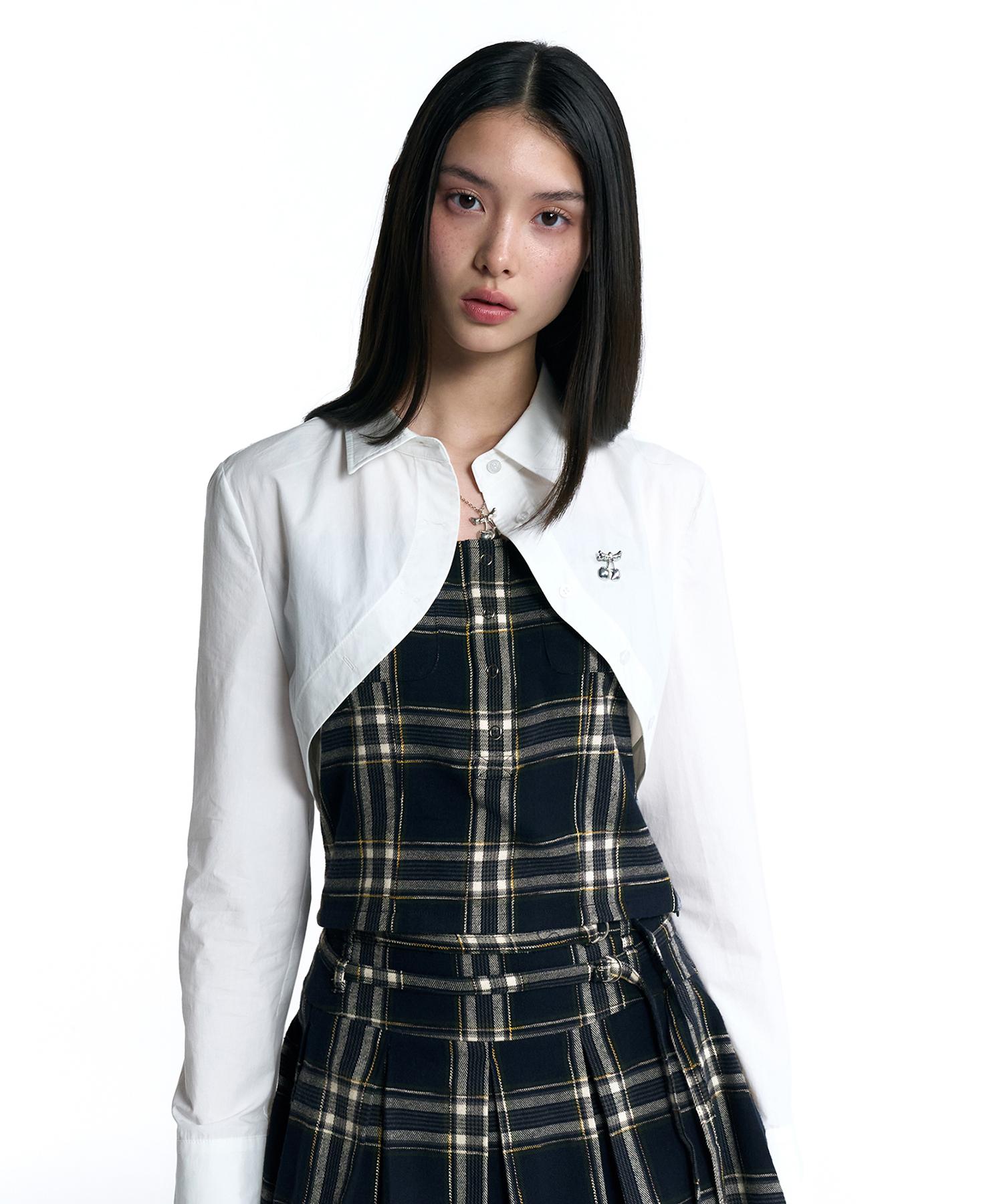 Kirsh Cheek Check Bolero Shirt [White] 1