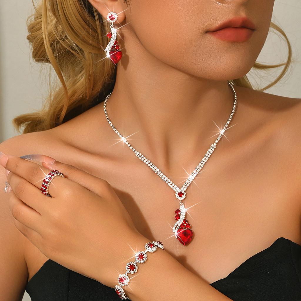 European and American New Fashion Hot-selling Diamond Luxury Necklace Bracelet Earrings Jewelry Set Bridal Wedding Dinner Accessories 2026