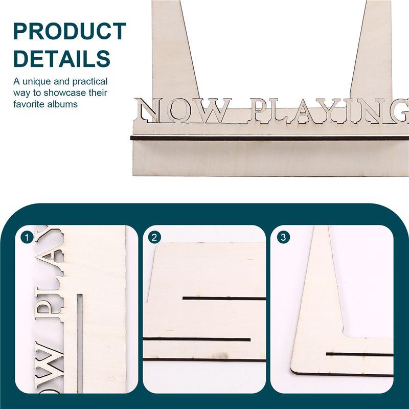 Good-Now Playing Vinyl Record Stand 3D Retro Holder For Vinyl Records Wood Record Stand  Vinyl Gift Idea Turntable Accessories