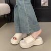 French Thick Heel Women's Open-Toe Summer Outdoor Lace Trim Sweet Slippers Rubber Sole Microfiber Material Ladies Slippers
