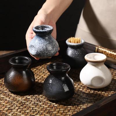 Japanischer Keramik-Zahnstocherhalter Einfacher Mini-Zahnstocherspender Kleine Vasen Dekor Retro Wattestäbchen Aufbewahrungsglas