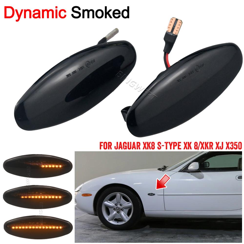 2pc Dynamic Led For JAGUAR XK8 1997-2006 S-Type 99-07 XK 8/XKR 1996-2005 XJ X350 2003-2006 Turn Signals Side marker light Lamp