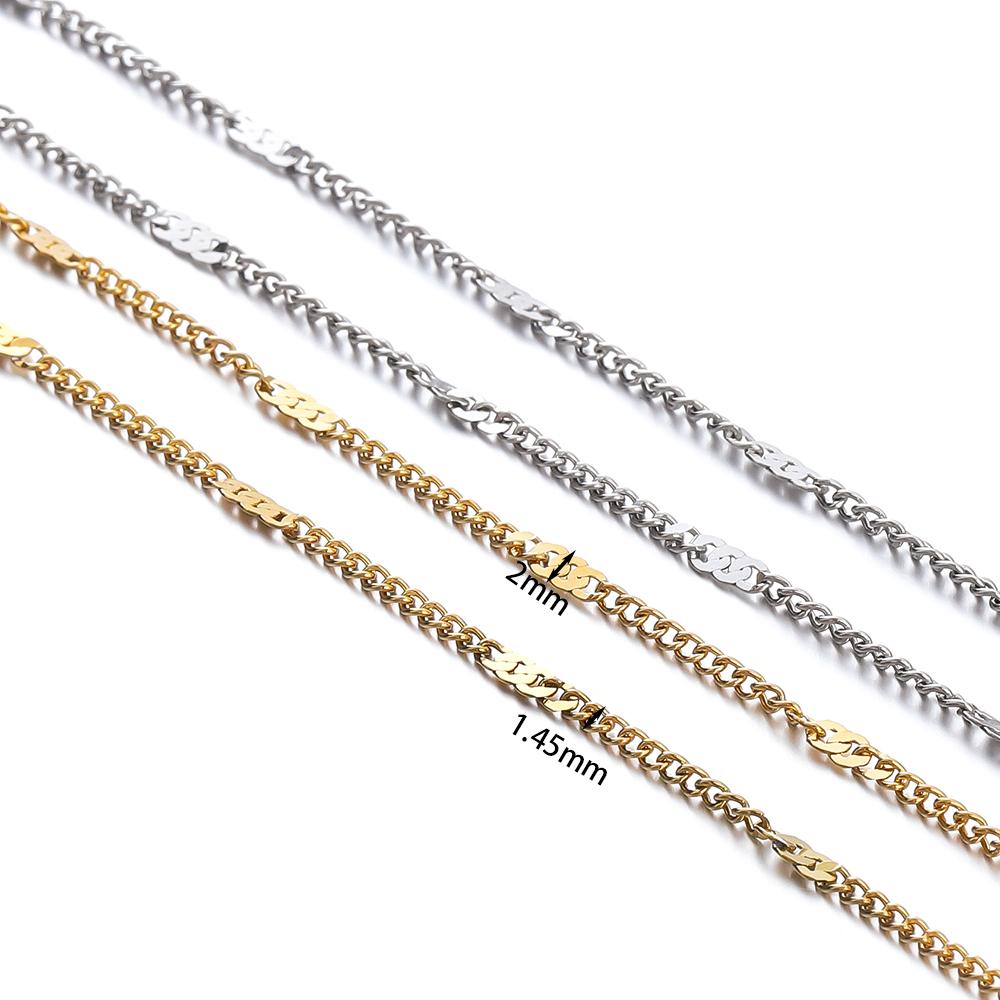 2Meter Stainless Steel Chains Flat Chain for DIY Necklace Bracelet Anklet Jewelry Making Accessories Supplies Wholesale