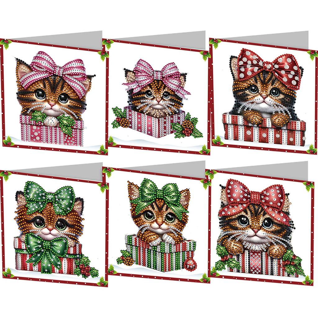 6Pcs Snowman Diamond Handmade Card Rhinestone Painting Card Kit Diamond Painting Greeting Card for Adults Holiday Friends Family