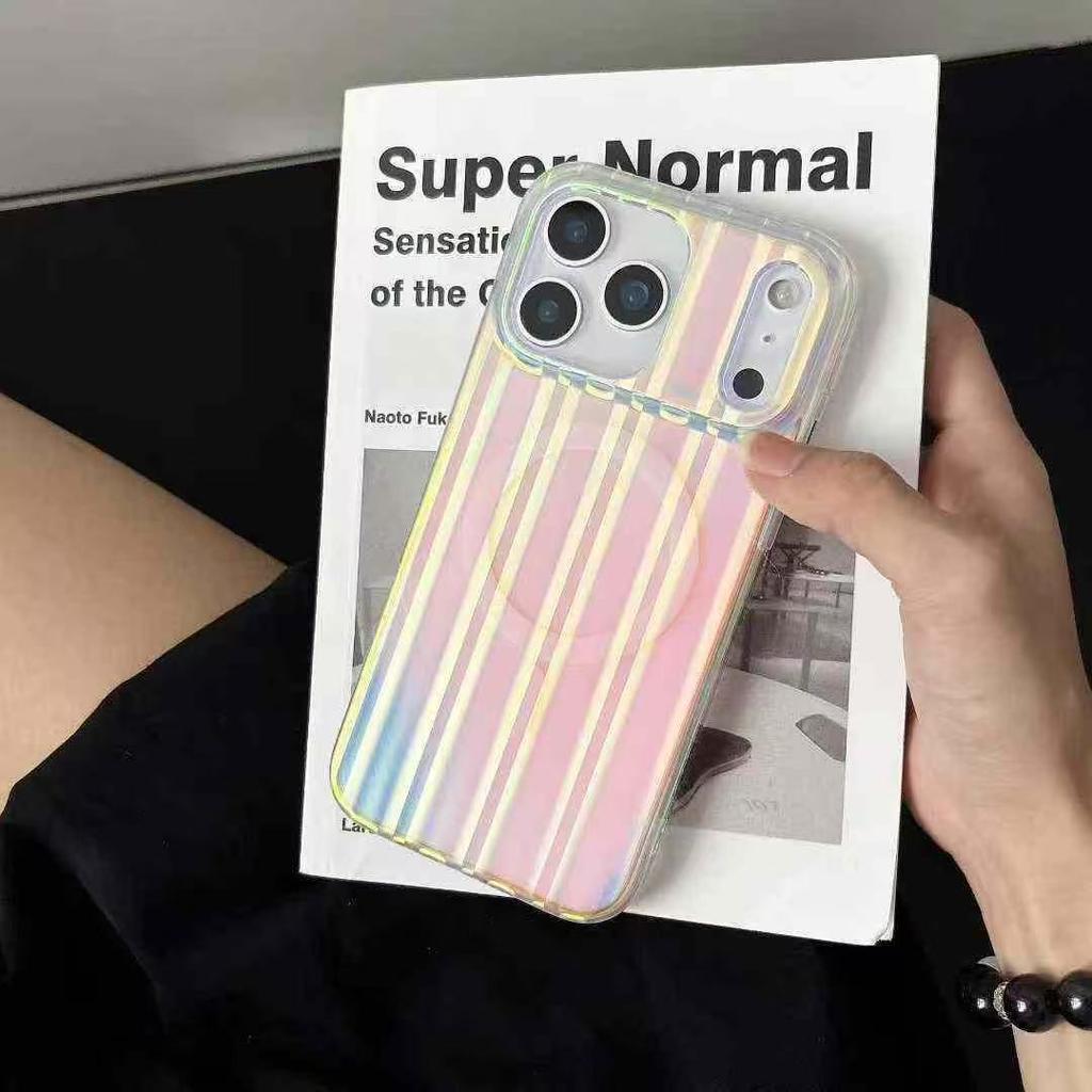 Laser gradual change colorful aurora matte imd mobile phone case for iPhone17Pro magnetic apple 16 protective case