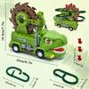 Cool 2-in-1 Dinosaur Electric Slide Track Car Toy - Music & Lights Dino Truck, Auto Obstacle Avoidance Children Gift for Holiday