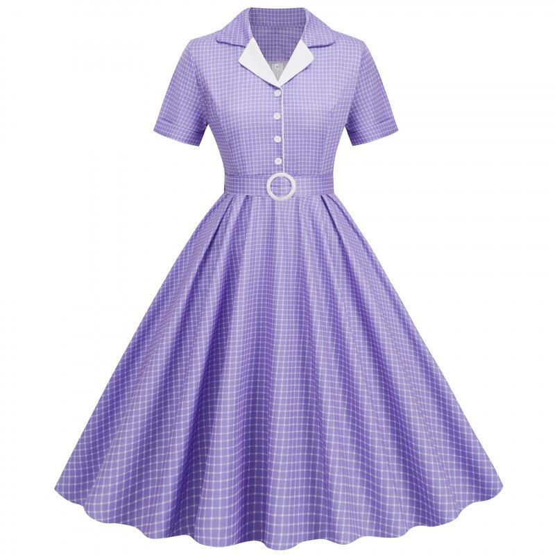 QICED Women's Fashion Summer Spring Solid Color Print V-Neck Short Sleeve Casual Dresses