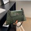 Large Capacity Messenger Bag, Vintage Chain Flap Square Purse, Women's PU Leather Shoulder Bag