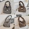 Fashionable Korean Ins Style Large Capacity Faux Lamb Wool Tote Bag In Leopard Print