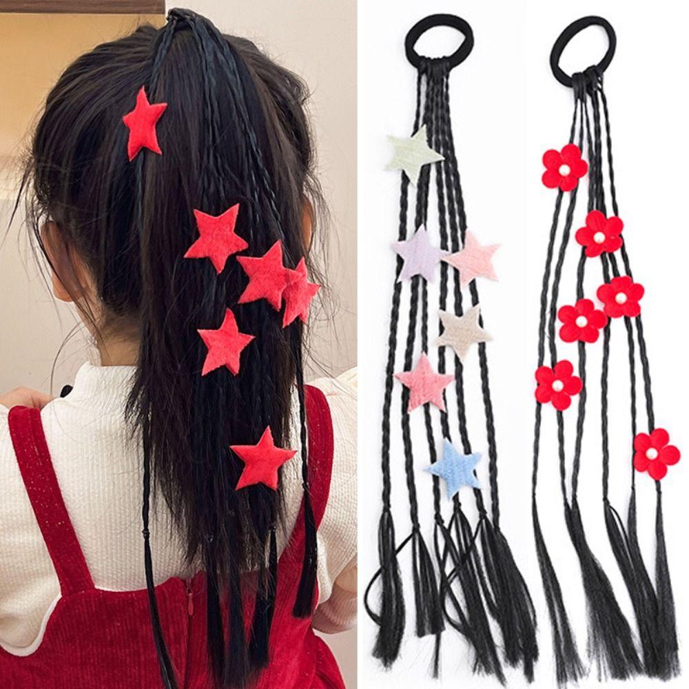 

Flower Girls Colorful Wigs Pentagram Kids Hair Ornament Hair Accessories Wigs Ponytail Headbands 2