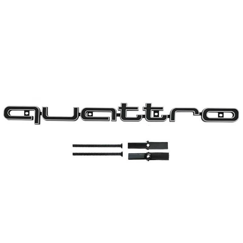Emblema RS Style Quattro per Cofano Lungo, Distintivo Cromato per Griglia Anteriore, Accessorio Esterno per Auto