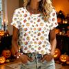 Women's Casual Halloween Printed Short Sleeve T-Shirt for Fashion Party Wear