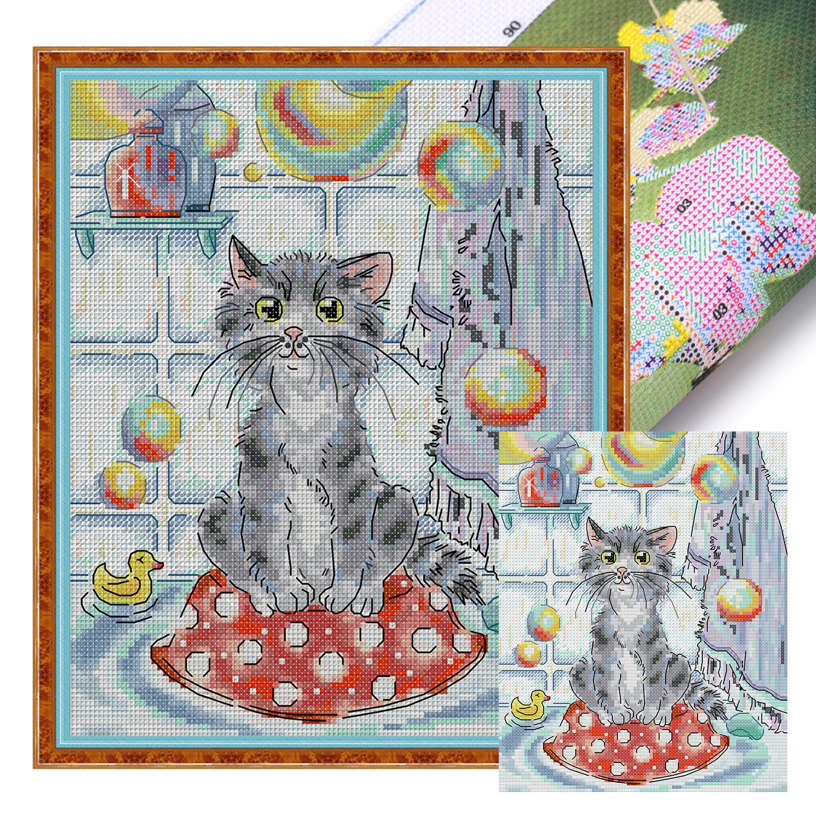 

Animals Full 14CT DIY Stamped Cross Stitch Kits Printed Cross-Stitch Kits Embroidery DIY Starter Kit for Adults Home Decor