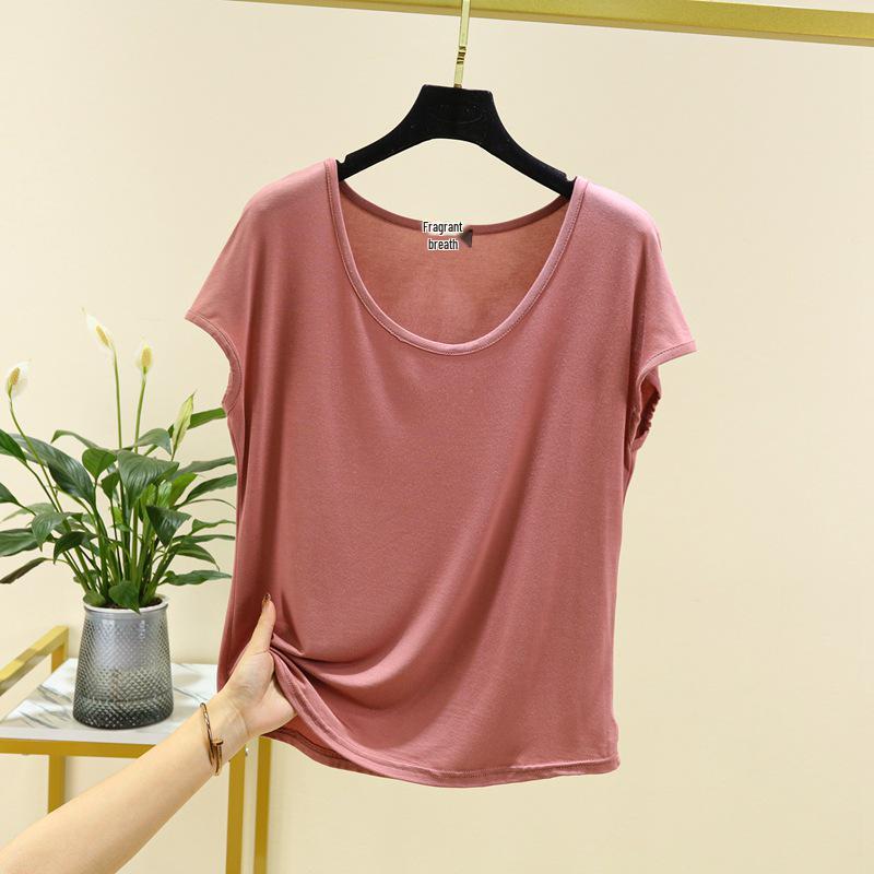Women's Modal Sleeveless Thin Base Layer T-Shirt - Round Neck, Loose Fit, Plus Size, Solid Color, Slimming Top for Spring/Summer