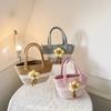 Woven Large-capacity Fashionable Flower Decoration Gentle Temperament Handbag 2025 Summer New Foreign Style Shoulder Bag Tide