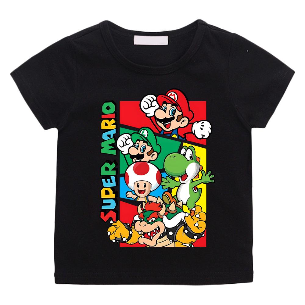 Super Marios for Children Cotton Tee Shirt Crewneck Short Sleeve T Shirt Anime Fashion for Boys Girls Clothing Cartoon Tees High Quality Casual Top