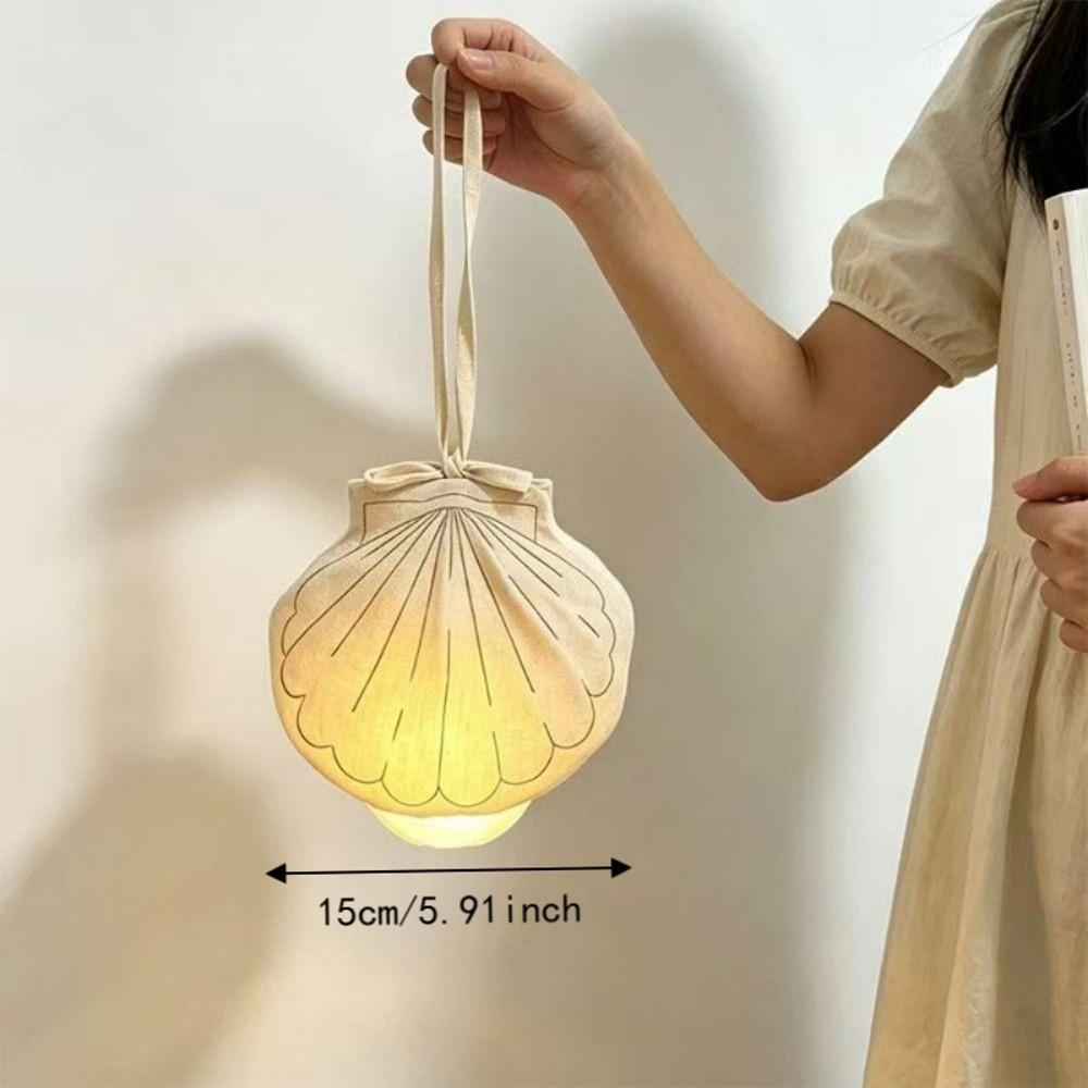 Simple Shell Shape Night Light 3 Color USB Charging Hanging Lamp Cute Creative Bedside Lamp Home Decoration