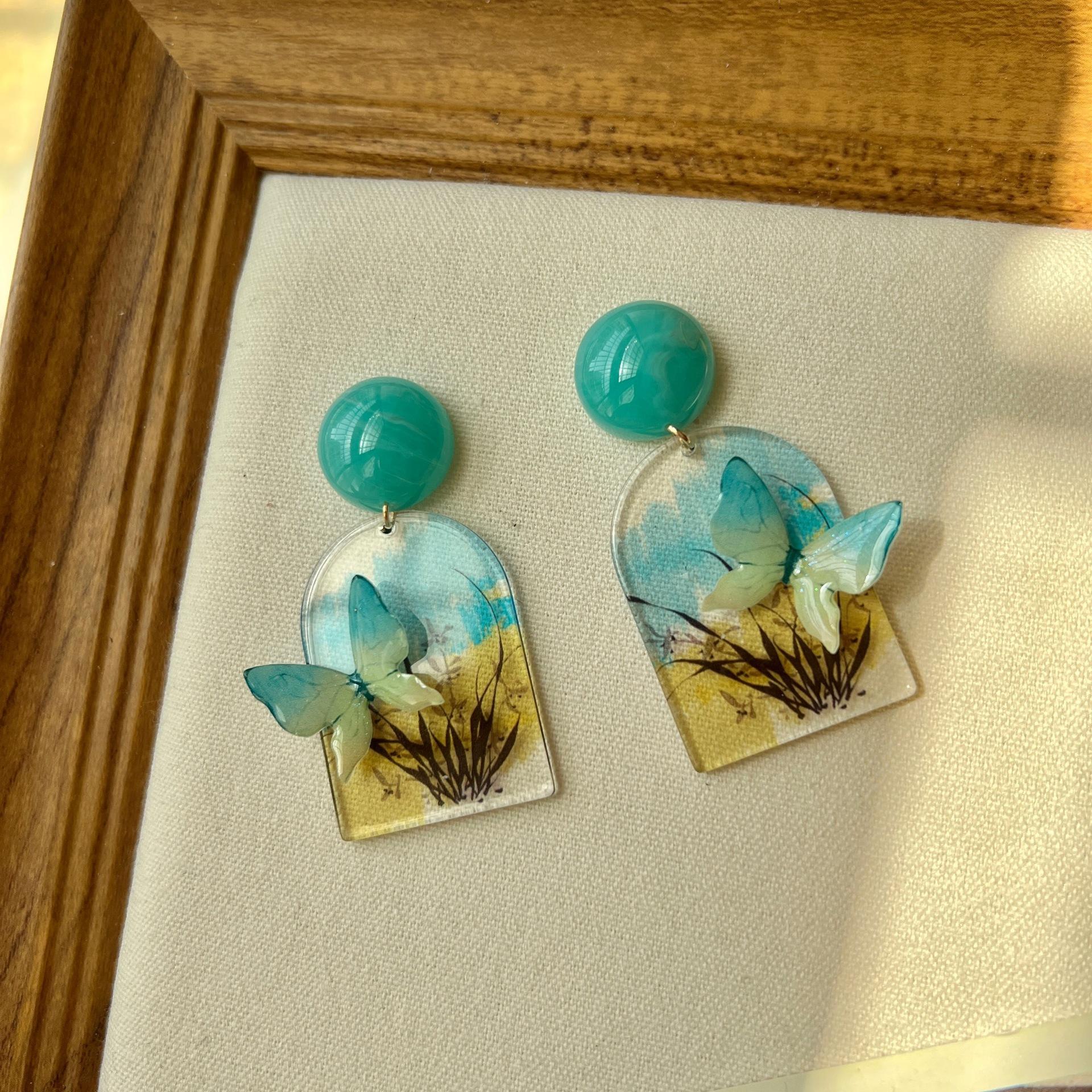 

Модные висячие серьги для женских украшений синий