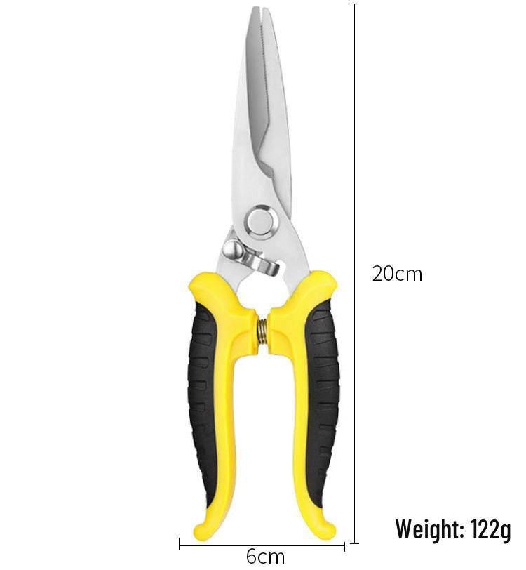 Multi-Functional Stainless Steel Electrician Shears for Cutting Wire, Iron, and Aluminum.