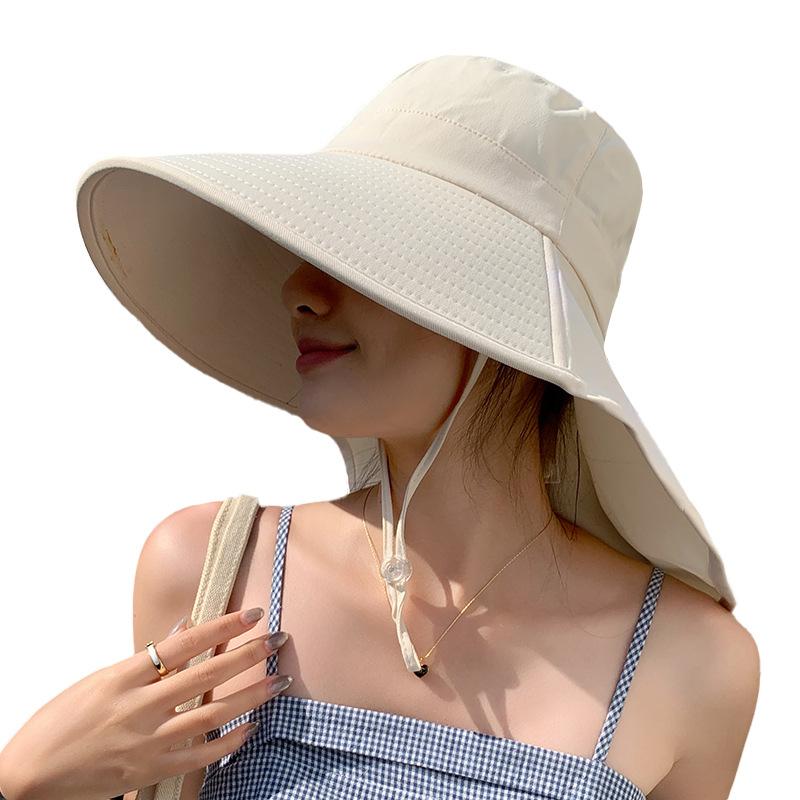Neck Protection New Sun Hat Women's Sun Protection Face Protection UV Protection Summer Sunshade Big Brim Spring and Autumn Outdoor Bucket Hat