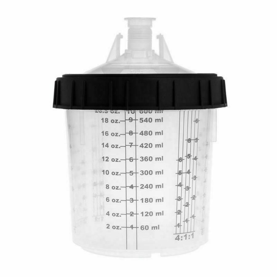 22oz 600ML Disposable Paint Cup H/O Quick Cup With 16X1.5 External Spray Gun Con