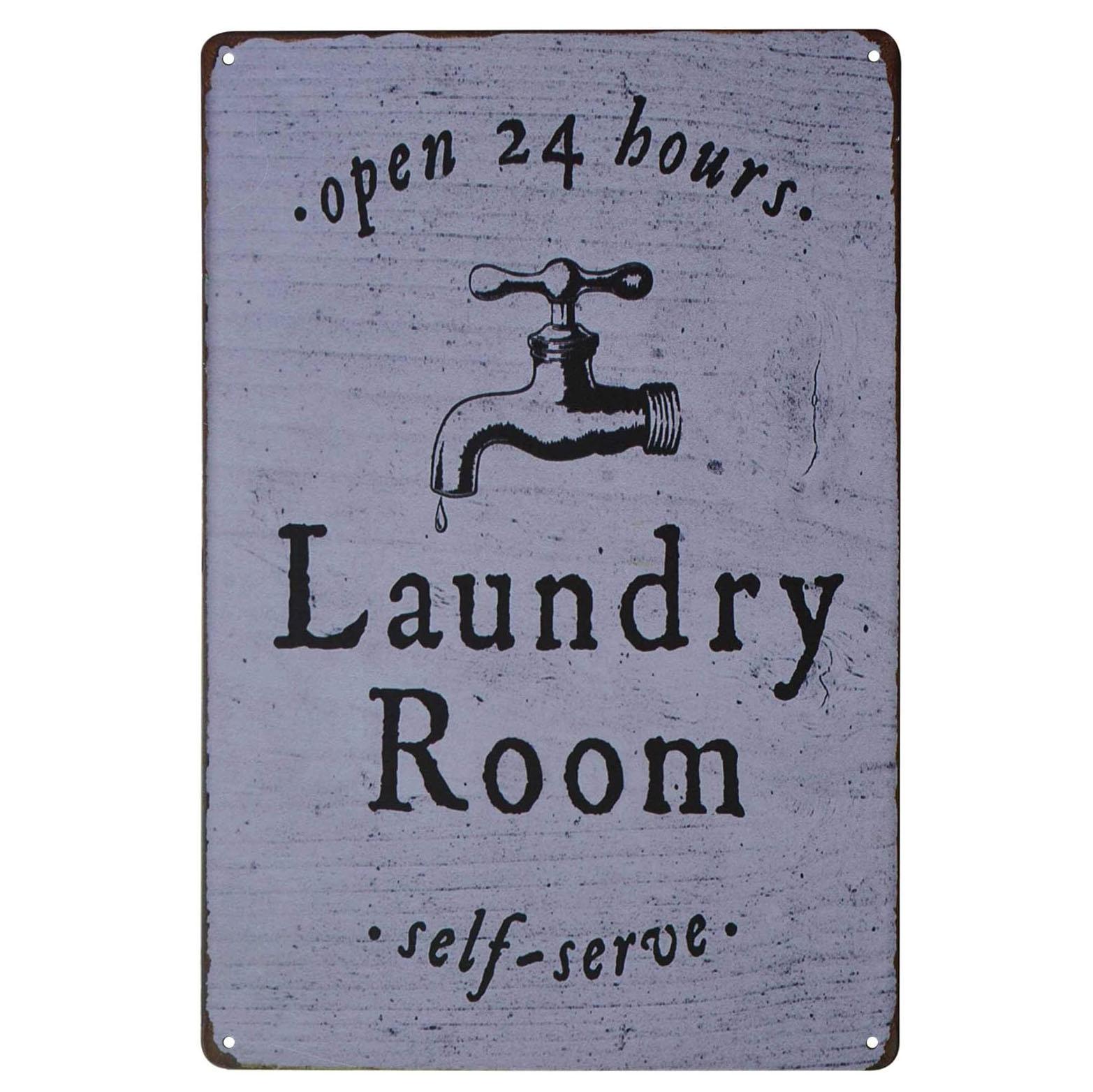 

High Definition Tin Sign Vintage Laundry Room Retro Metal Wall Art Decor Set for Home Bathroom Utility Room Laundry Shop Man Cav 20x30cm（7.8x11.8inch）