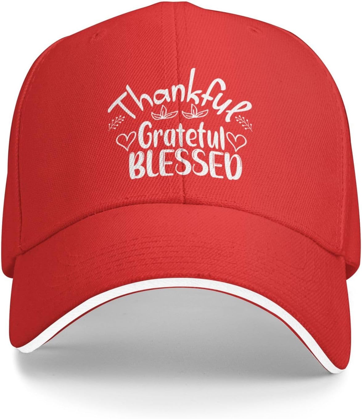 Thankful Grateful Blessed Baseball Cap Polyester Twill Adjustable Sandwich Brim Hat for Men Women One Size