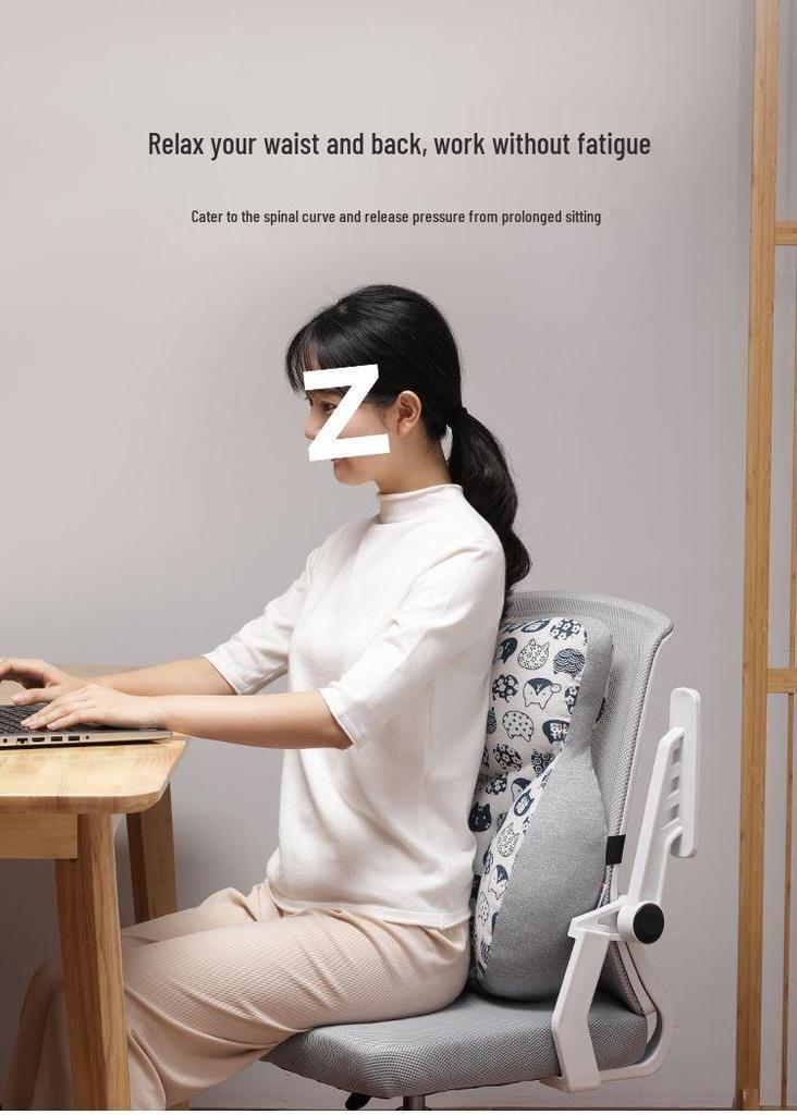 Ergonomic Office Chair Cushion: Backrest, Headrest, Lumbar Support, and Waist Pillow for Kids, Pregnant Women, and Long Sitting Comfort.
