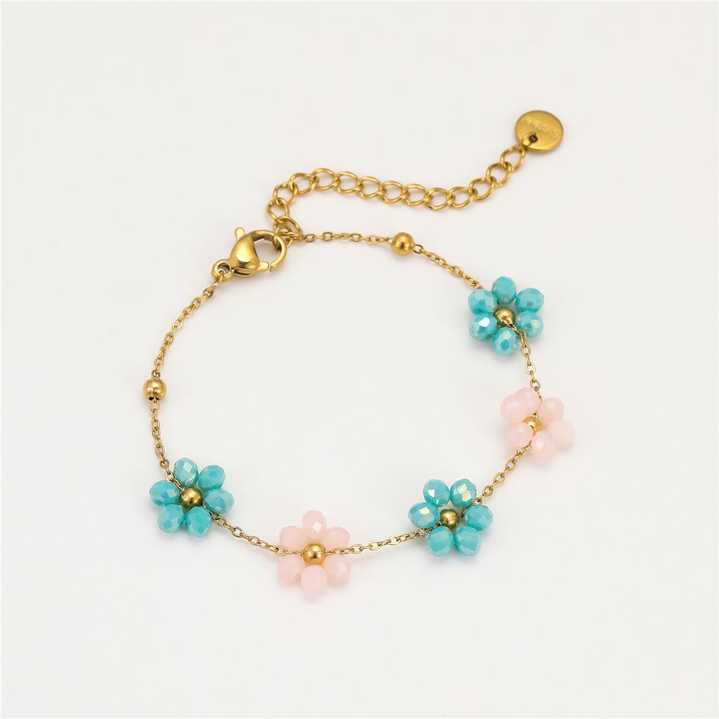 GEMCHIC Women's Colorful Flower Beaded Bracelet Fashion Simple Luxury Jewelry