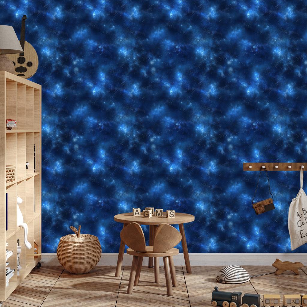 Watercolor Galaxy Wallpaper Navy Blue, Blue Center 50x1000