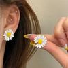 Trendy Sweet Cute Daisy Stud Earrings For Women Girls Korean Fashion Asymmetric Flower Earrings Yellow White Green Party Zircon