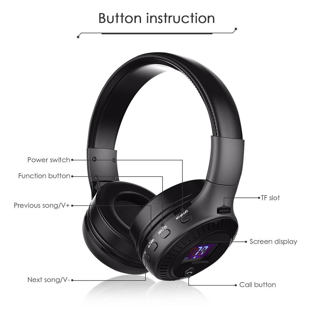 EIVOTOR Stereo HI-FI Wireless bluetooth 4.0 Cuffie Cuffie Schermo Display  Auricolare FM Radio USB acquista in modo economico — spedizione gratuita,  recensioni reali con foto — Joom