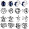 Silver Plated Earrings Women 2023 New Genuine Blue Zircon CZ Studs Earrings Wedding Engagement Jewelry Gift