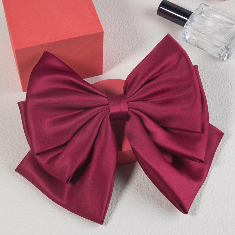 1PC Large Bow Hair Clips Fashion Simple Solid 9.5inch Satin Hair Bows Pins Women Girls Hair Accessories