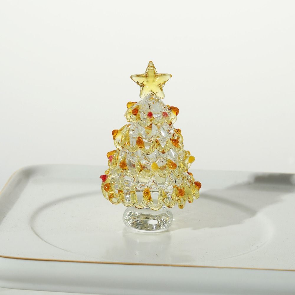 Tree Topper Star Glass Christmas Tree Ornament Colorful Cartoon Crystal Christmas Tree Mini Crystal Crafts