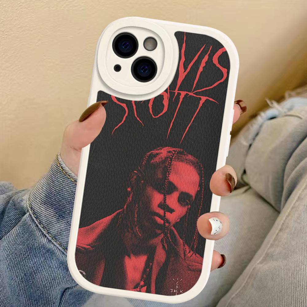 T-Travis S-ScottS Singer Phone Case For IPhone 16 15 14 13 12 11 Pro Max Plus 16E Soft Leather Cover