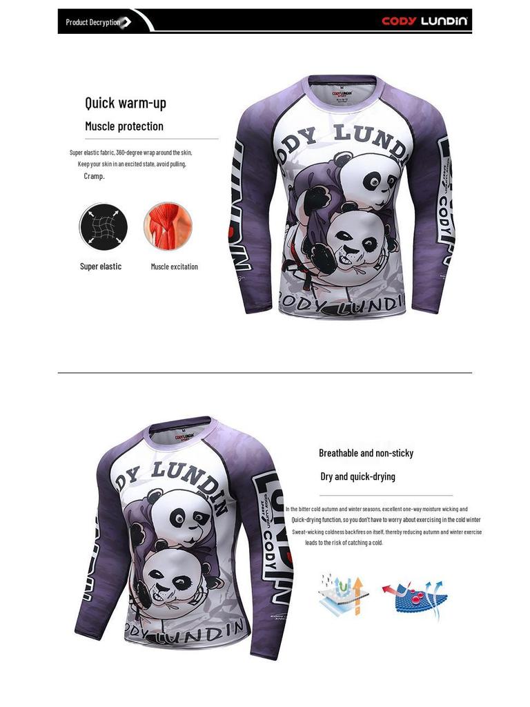 Men's Long Sleeve Elastic Compression Shirt - Anti-Abrasion Jiu-Jitsu Training Body Shaper