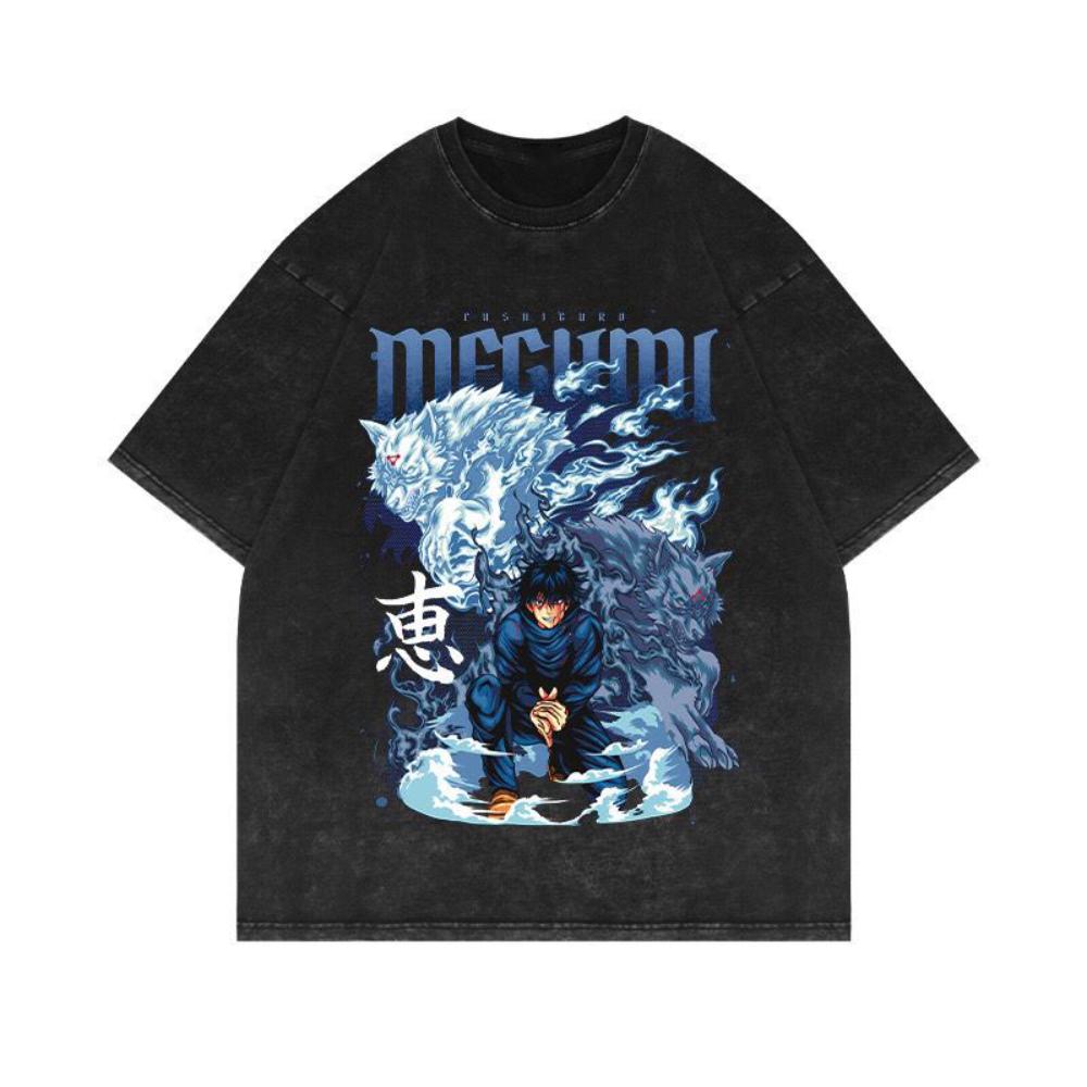 Jujutsu Kaisen Anime Gojo Satoru Graphic Print Tshirt Cotton Women Men Vintage Washed Harajuku Tees Loose Casual Oversized Tops