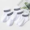 5 Pairs Kids Cotton Short Socks Spring Autumn Fashion Sports Socks For Baby Boy Girl Student Black White Pink Age 1-12 Years