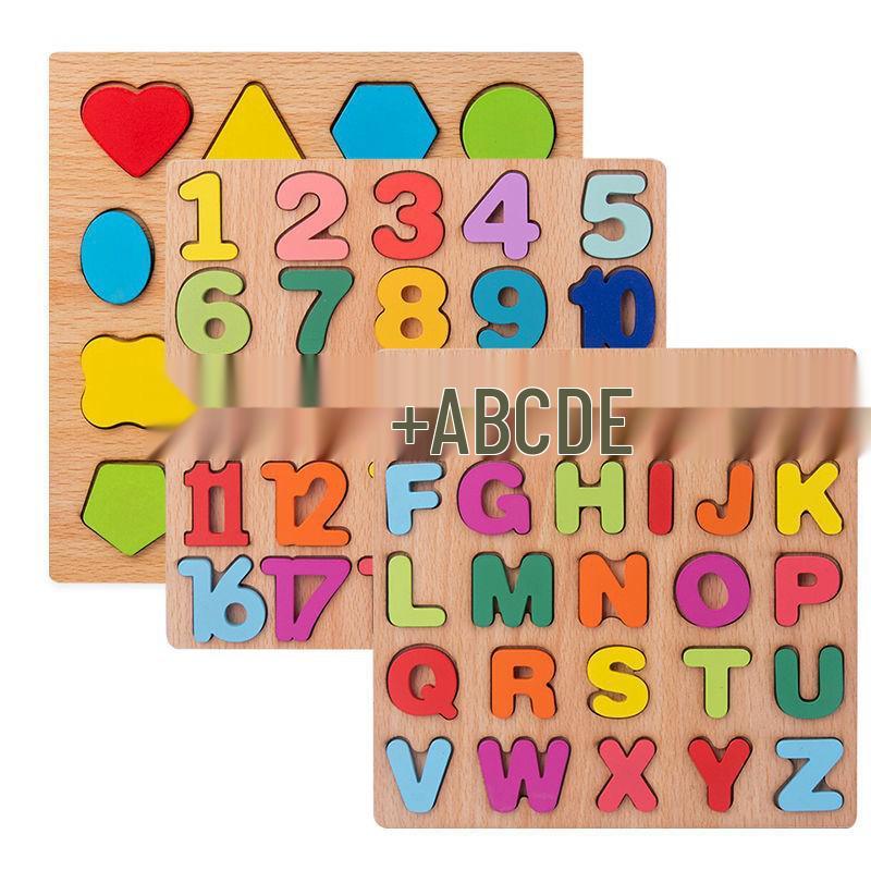 Holz-Zahlen- und Buchstaben-Puzzlebrett für Kleinkinder von 1-6 Jahren
