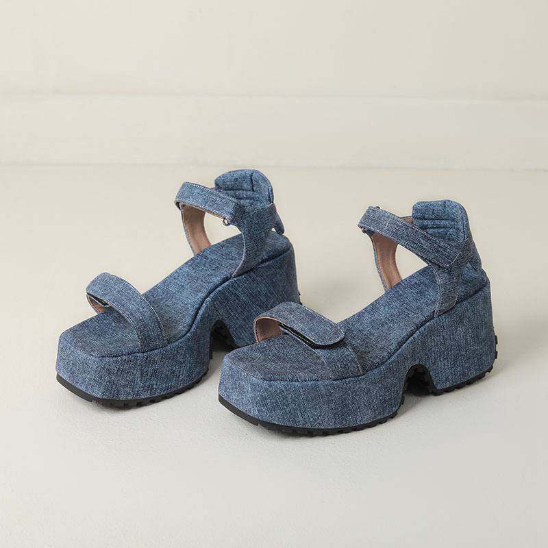 

Krazing Pot Полиуретановые весенне-летние сандалии на толстой подошве с круглым носком и липучкой, размер 43 размер 42 43 синий