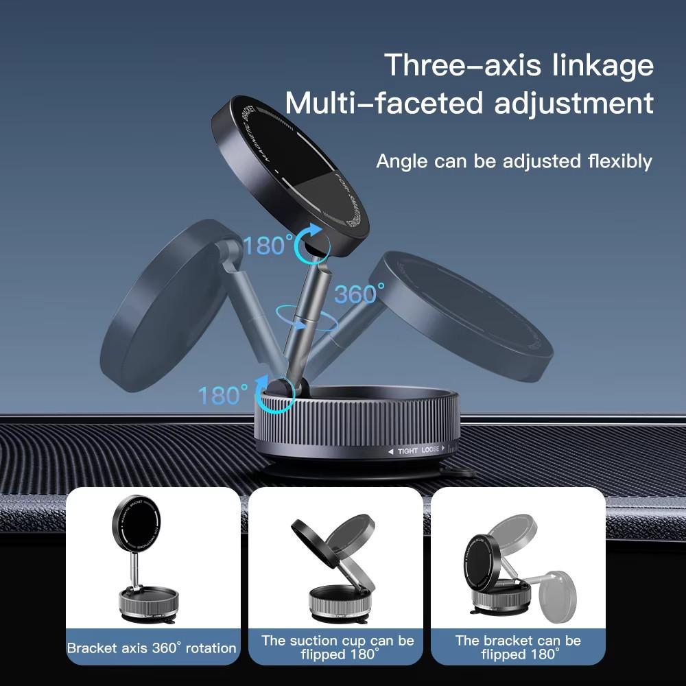 360° Rotation Vacuum Magnetic Suction Cup Folding Phone Stand Universal Phone Holder For iPhone 16 15 14 13 Pro Max