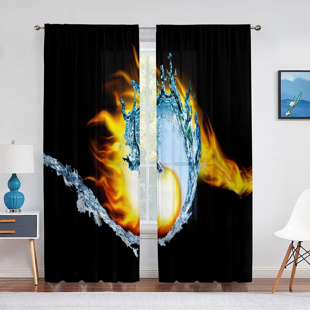 Yin Yang Trippy Psychedelic Art Tulle Voile Curtains for Bedroom Window Decor Living Room Sheer Curtains Blinds Organza Drapes