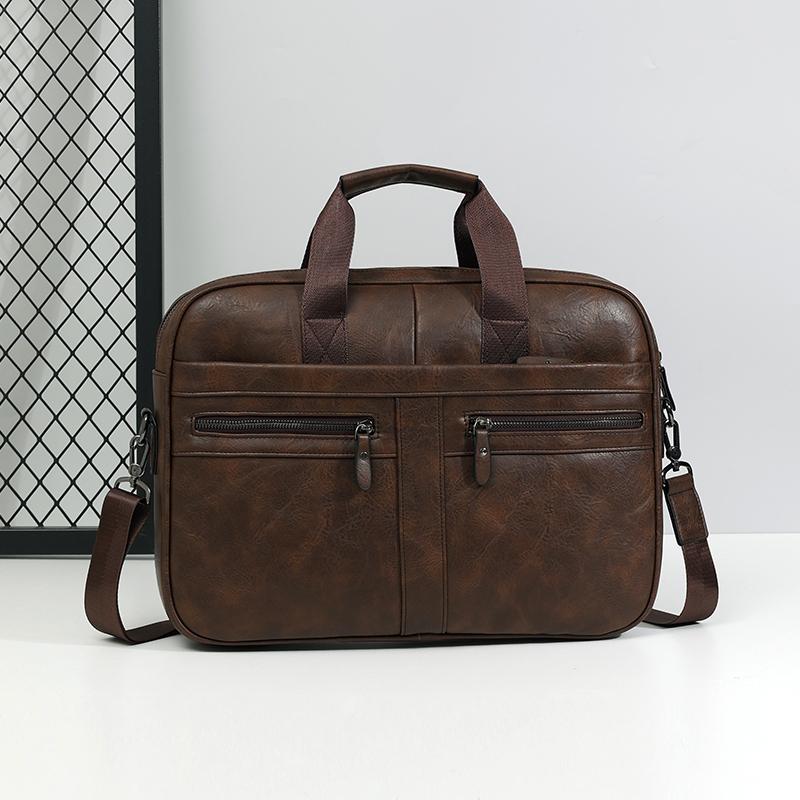 Teczka biznesowa z wieloma zamkami błyskawicznymi o dużej pojemności Torba na laptopa 15,6 cala Męska torba na ramię/przez ramię