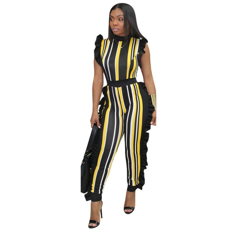 

Jumpsuit Sleeveless Full-length Skinny Jumpsuit Night Club yellow XXXL