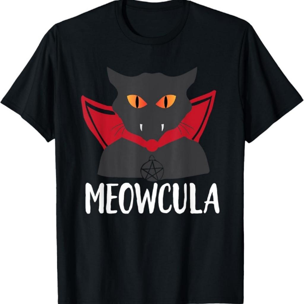 Meowcula T-Shirt Funny Halloween Cat Vampire Dracula Costume