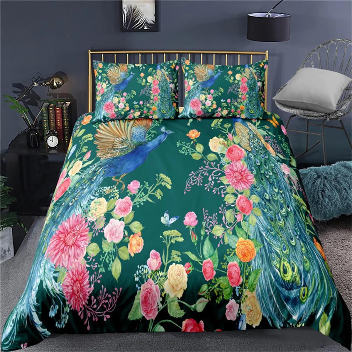 

Comforter White Gold Peacock Luxurious Floral Chinese Style Peacock Feather Polyester For Bedroom Decoration Women Comforter (quilt)-EU Single(135*200cm)3pcs