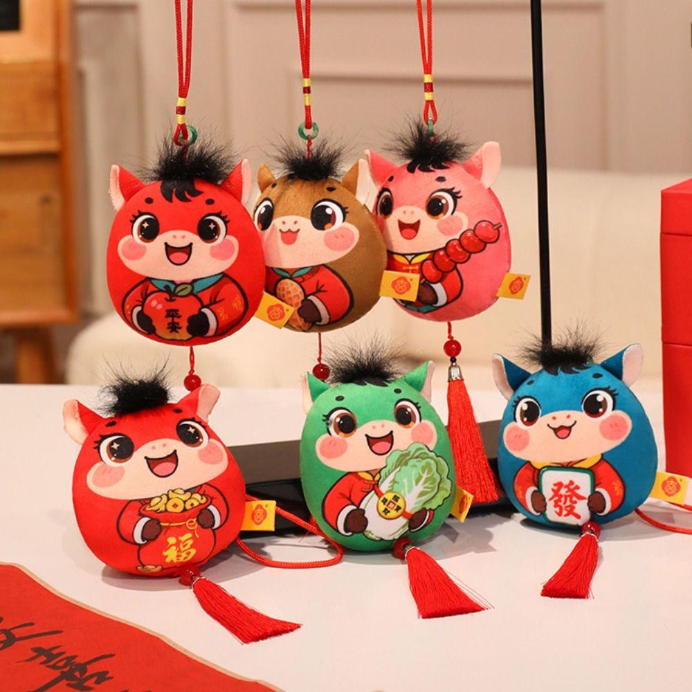 Mascot Dolls Plush Horse Keychain Cute Chinese New Year Gift Zodiac Pony Figurine Home Decoration