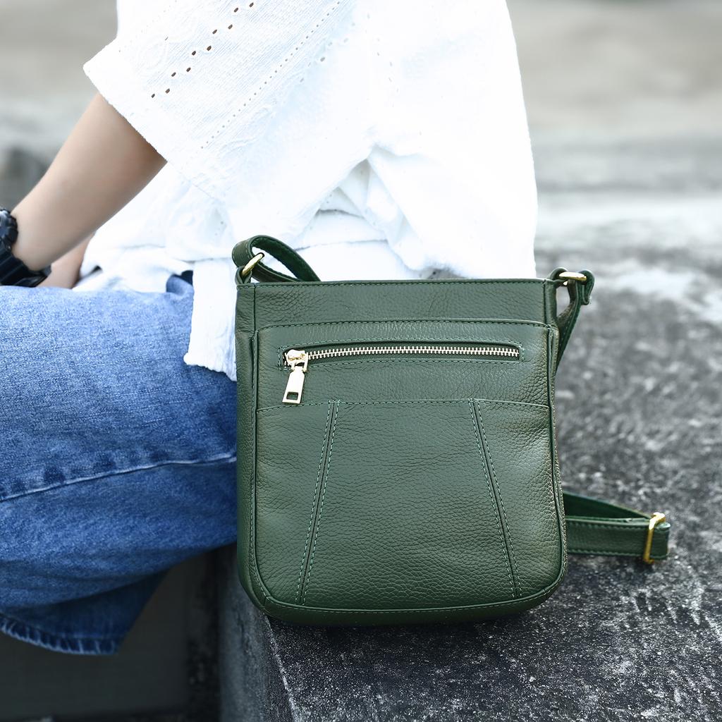 Genuine Leather Bag Ladies Shoulder Bag Multi Compartment Crossbody Bag Cowhide Shoulder Crossbody Bag