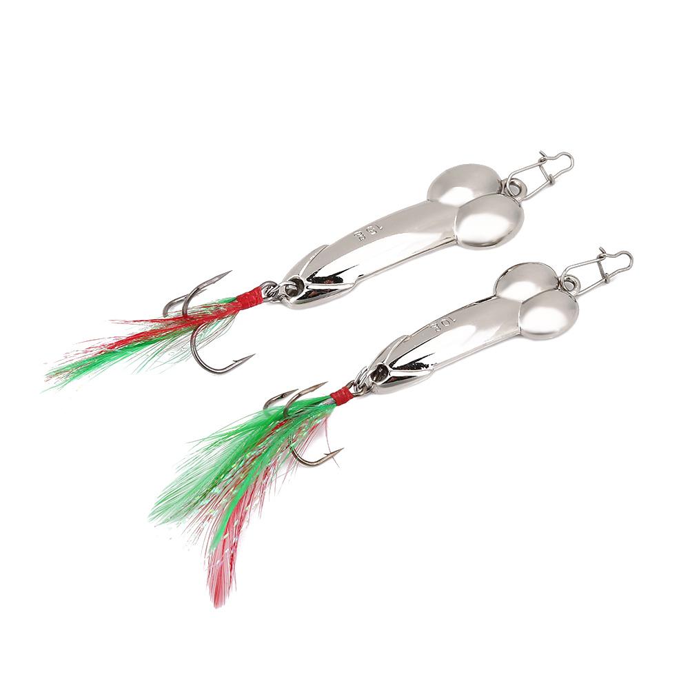 2 Stück Vibrations-Metall-Köder-Set für die Fischerei, Harte Angelköder mit Haken (10gSliver  15gSilver)